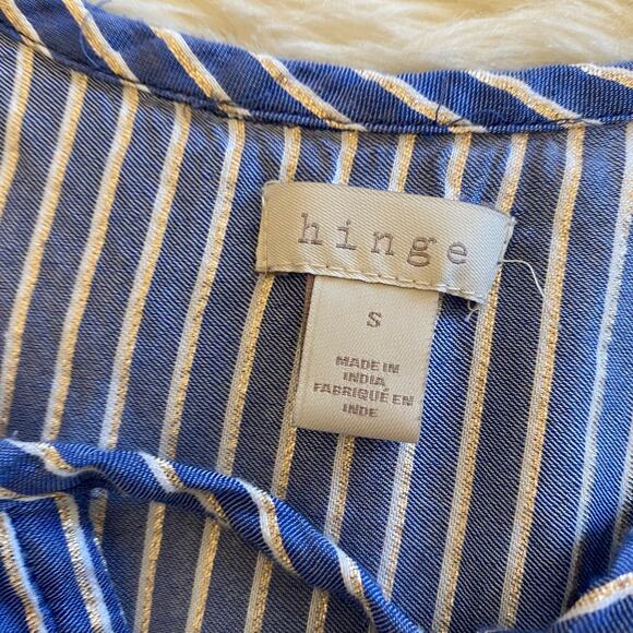 Hinge Stripe Lurex Metallic Blue Shift Dress Small - Picture 4 of 9